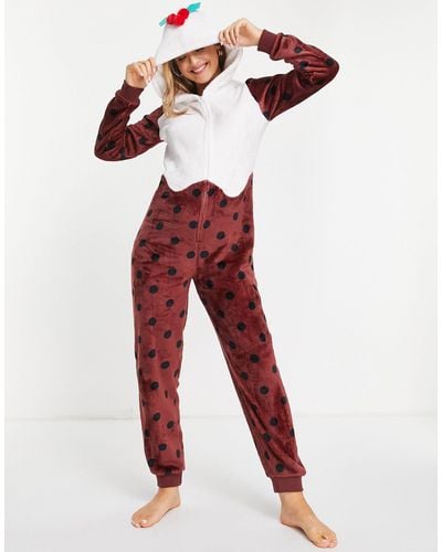 Loungeable Kerstpudding Onesie - Rood
