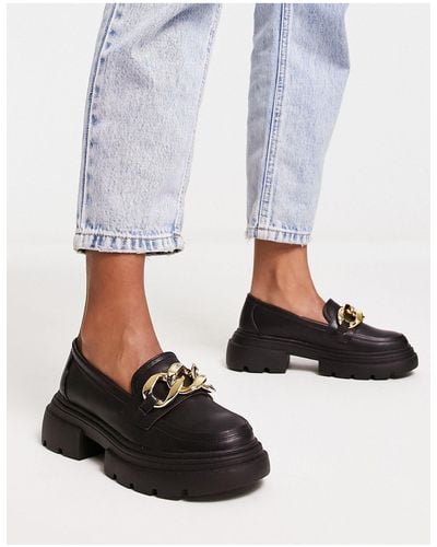 Pimkie Chunky Loafer With Gold Chain Detail - White