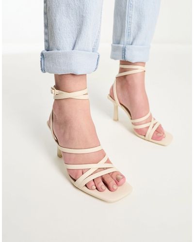 Bershka Multi Strap Heeled Sandals - White
