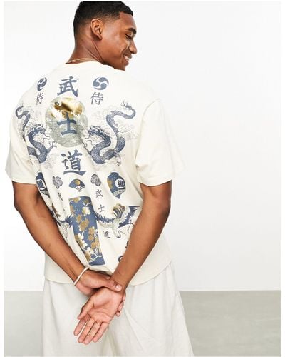 Bershka T-shirt Met Boxy Pasvorm En Japanse Print Op - Wit