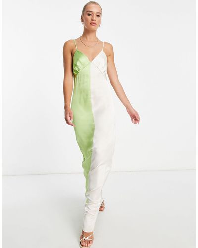 Pretty Lavish Esmee Colour Block Slip Midaxi Dress - Green