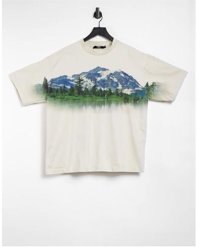 Jaded London Oversized Mountain Scene T-shirt - Natural