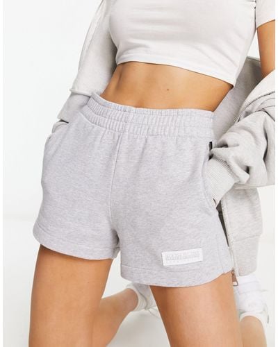 Napapijri Morgex Premium Tonal Logo Fleece High Waist Shorts - Grey