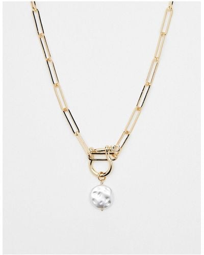 French Connection Faux Pearl Chain Necklace - White