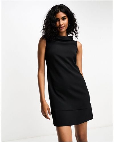 Closet High Neck Scuba A-line Mini Dress - Black