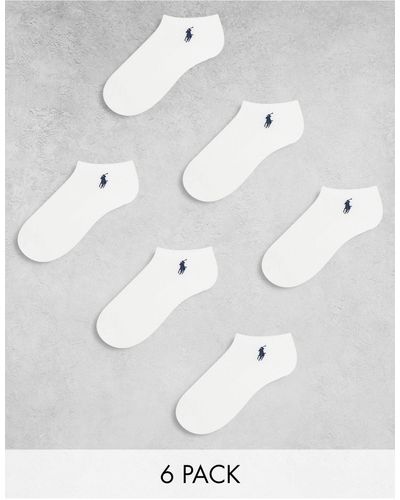 Polo Ralph Lauren Confezione da 6 paia di calzini sportivi bianchi con logo - Bianco