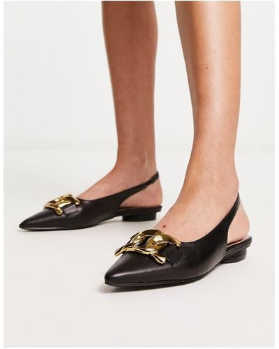 Raid Flat Shoes With Gold Buckle - Black