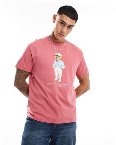 Polo Ralph Lauren – hemingway – klassisch geschnittenes oversize-t-shirt - Pink