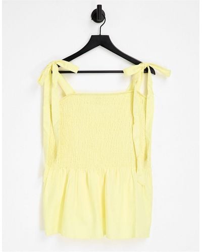 Simply Be Shirred Cami Top - Yellow