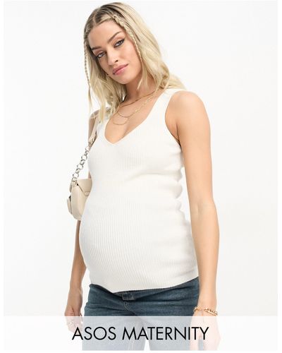 ASOS Asos Design Maternity Knit V Neck Tank Top - White