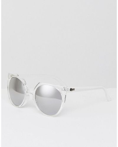 Quay Clear Frame Round Sunglasses - Multicolor