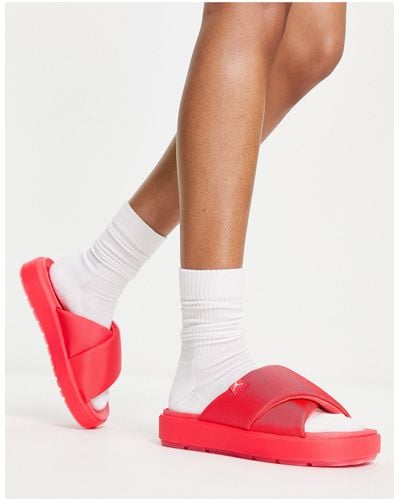 Nike Sophia Flatform Sliders - Red