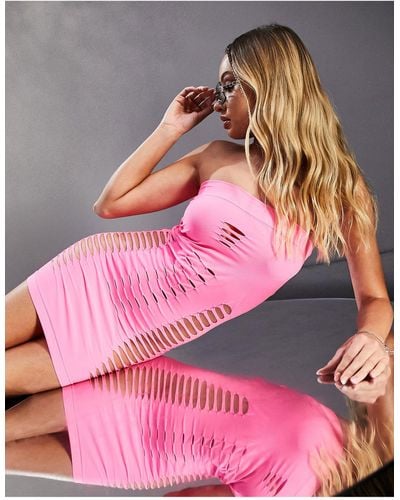 AsYou Bandeau Seamless Ladder Beach Dress - Pink