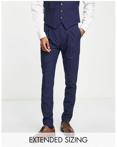 Noak Premium Wool-rich Skinny Suit Trousers - Blue