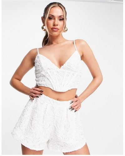 Missguided Co-ord Lace Shorts - White