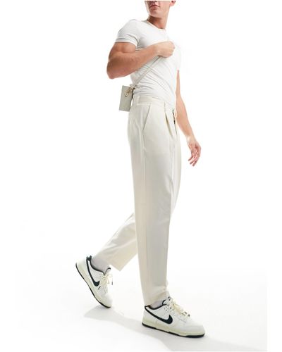 ASOS Pantaloni eleganti oversize affusolati color pietra chiaro - Bianco