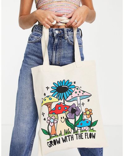 ASOS Tote Bag With Mushroom Print - Natural