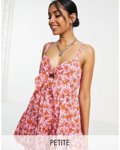 Topshop Unique Pink And Rose Bow Mini Dress - Red