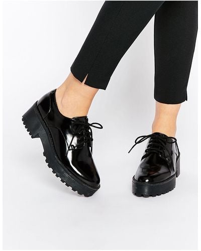 Monki Chunky Sole Lace Up Shoes - Black