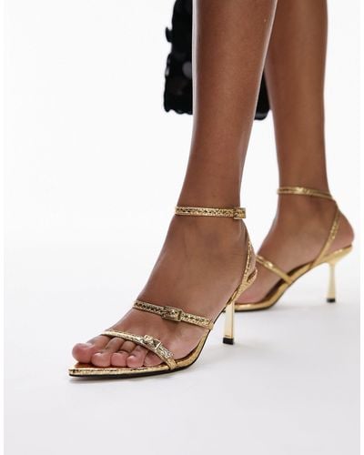 TOPSHOP Isabelle Strappy Heeled Sandal With Buckle Detail - Brown