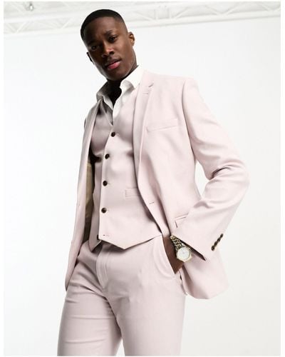 ASOS Oxford Skinny Suit Jacket - Pink