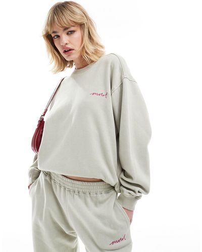 Motel Oversized Embroidered Sweatshirt Co-ord - Gray