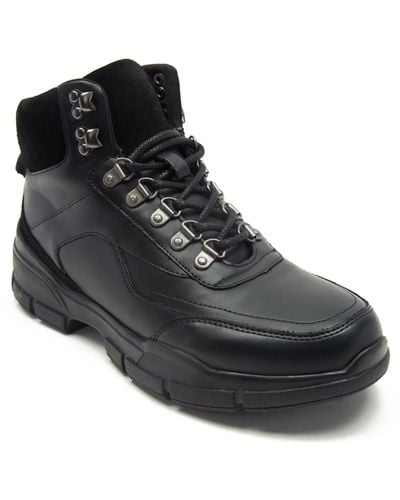 OFF THE HOOK Men's 'asher' Lace Up Hiking Leather Boots - Black