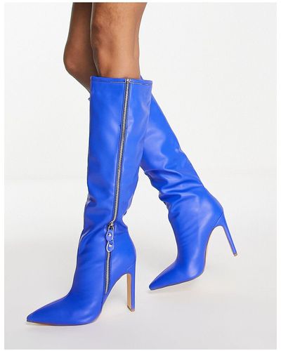 SIMMI Simmi london - stivali al ginocchio con tacco e zip - Blu
