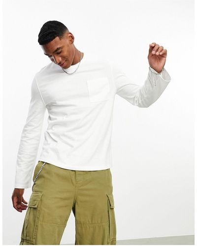 ASOS Long Sleeve Heavyweight T-shirt With Pocket - White