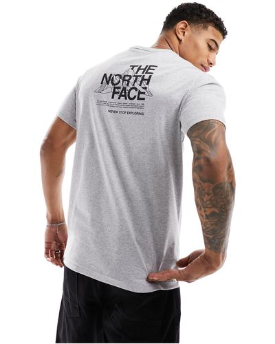 The North Face Mountain sketch - t-shirt grigio chiaro con stampa sul retro - Bianco