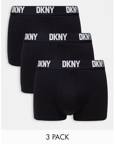 DKNY Seattle - Set Van 3 Boxershorts Met Contrasterende Stiksels - Zwart