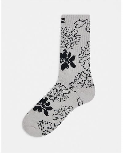 Obey Floral Jacquard Socks - White