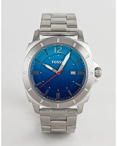 Fossil – BQ2344 – Herren-Armbanduhr aus Edelstahl mit blauem Zifferblatt - Mettallic