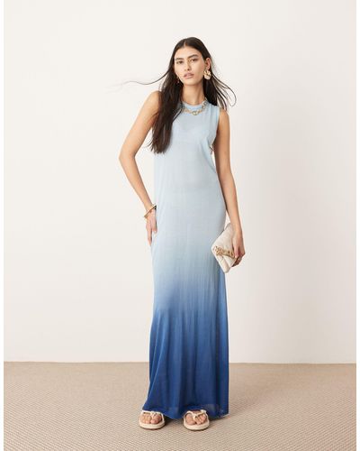 ASOS Knitted Sleeveless Maxi Column Dress - Blue