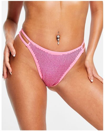 AsYou Diamante High Leg Hipster Bikini Bottom Co-ord - Pink