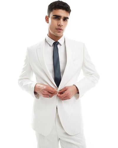 ASOS Slim Linen Look Suit Jacket - White