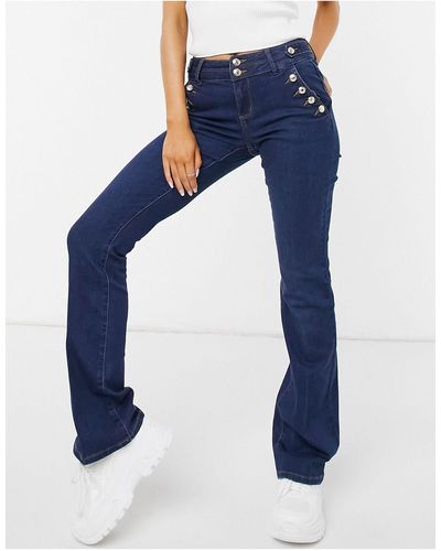 Morgan Flared Jeans Met Knopen - Blauw