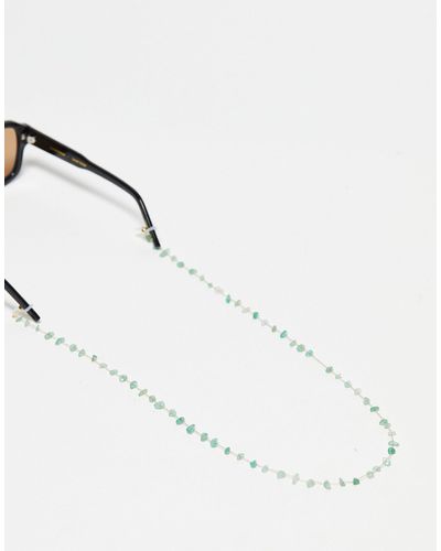 ASOS Catenina per occhiali da sole dorata con frammenti di pietra semipreziosa verde - Neutro