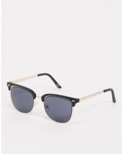 ASOS Retro Metal Sunglasses With Smoke Lens - Metallic