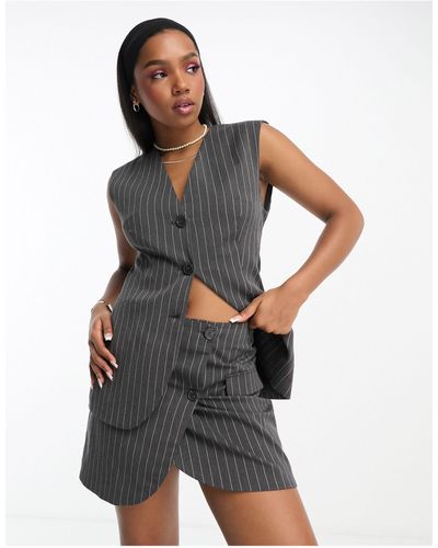 Monki Mix & Match Asymmetric Wrap Mini Skirt - Gray