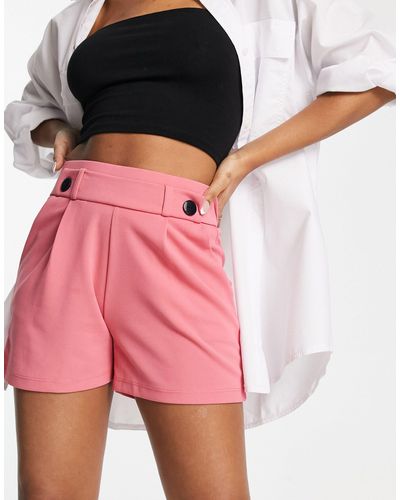 Jdy Button Detail Tailored Shorts Co-ord - Pink