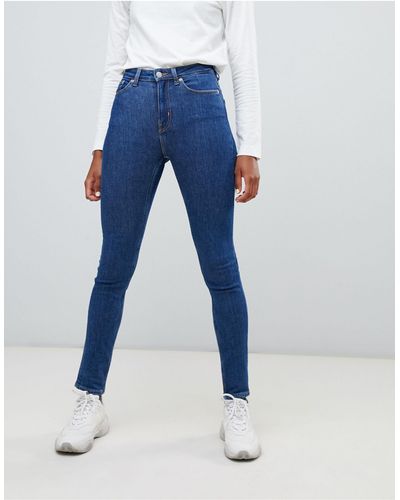 Weekday Thursday Cotton High Waist Skinny Jeans - Blue