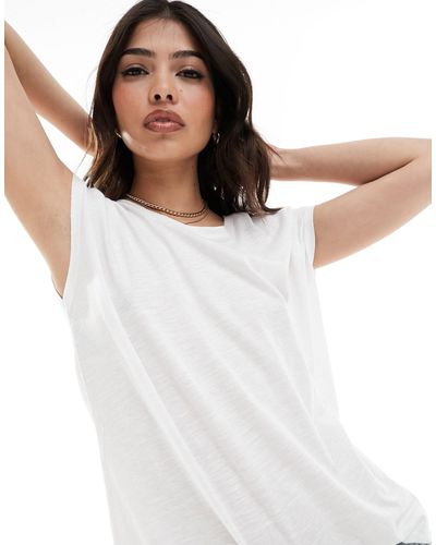 Noisy May T-shirt bianca con scollo rotondo - Bianco