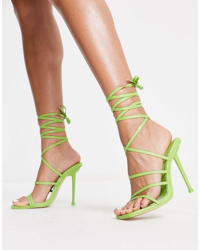 Public Desire Teauge Ankle Tie Heeled Sandals - Green