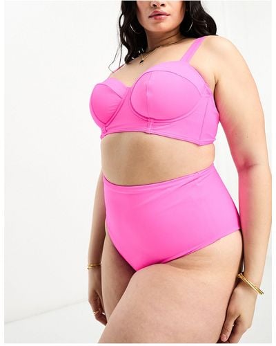 ASOS Asos Design Curve Mix And Match High Waist Bikini Bottom - Pink