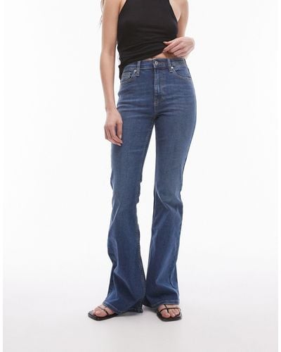 TOPSHOP High Rise Jamie Flare Jeans - Blue
