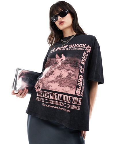 ASOS Oversized T-shirt With Surf Shack Graphic - Black
