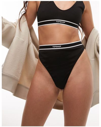 Topshop No Vpl Thong (€5,87) via Polyvore featuring intimates, panties,  black, seamless thong and low rise thong