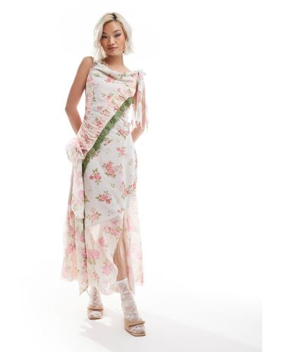 Reclaimed (vintage) Limited Edition Floral Print Corsage Dress With Lace Detail - Multicolour