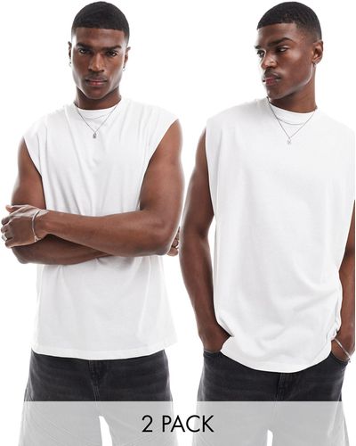 Another Influence 2 Pack Oversized Tank Tops - White
